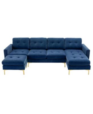 L-Shape Convertible Sectional Sofa with Ottoman