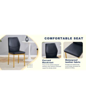 39.7" Glass Dining Table & 4 PU Chairs - Gold Legs