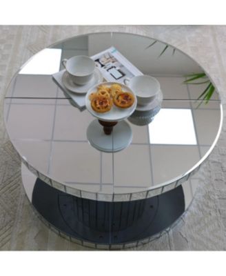 Luxury Round Mirror Coffee Table - Fluted Glass 31.5"