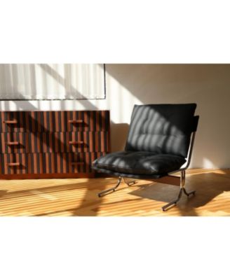 Leather Chair with Metal Legs (Black)