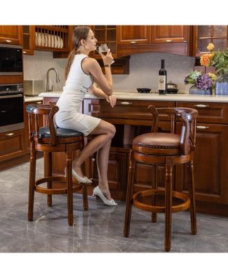 26" Swivel Leather Bar Stool - Blue