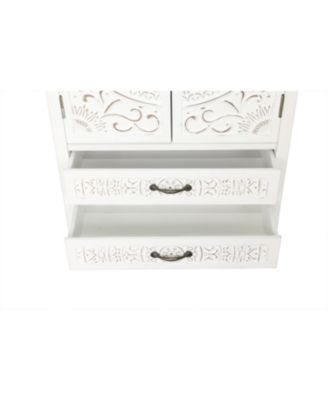 27" White Tower Cabinet - Rustic Wood Sideboard