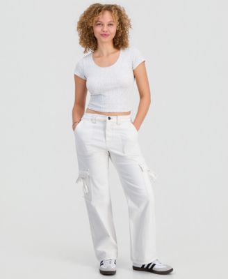 Juniors' Twill Cargo Pants