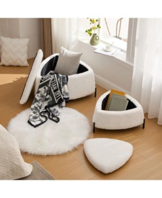 Upholstered Storage Ottoman Set with Metal Legs