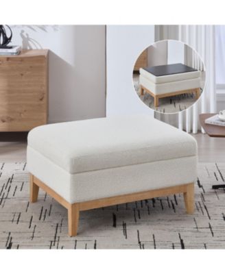 33.86" Boucle Storage Ottoman/Coffee Table