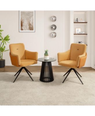Swivel Upholstered Dining/Desk Chairs (Set of 2 Orange)