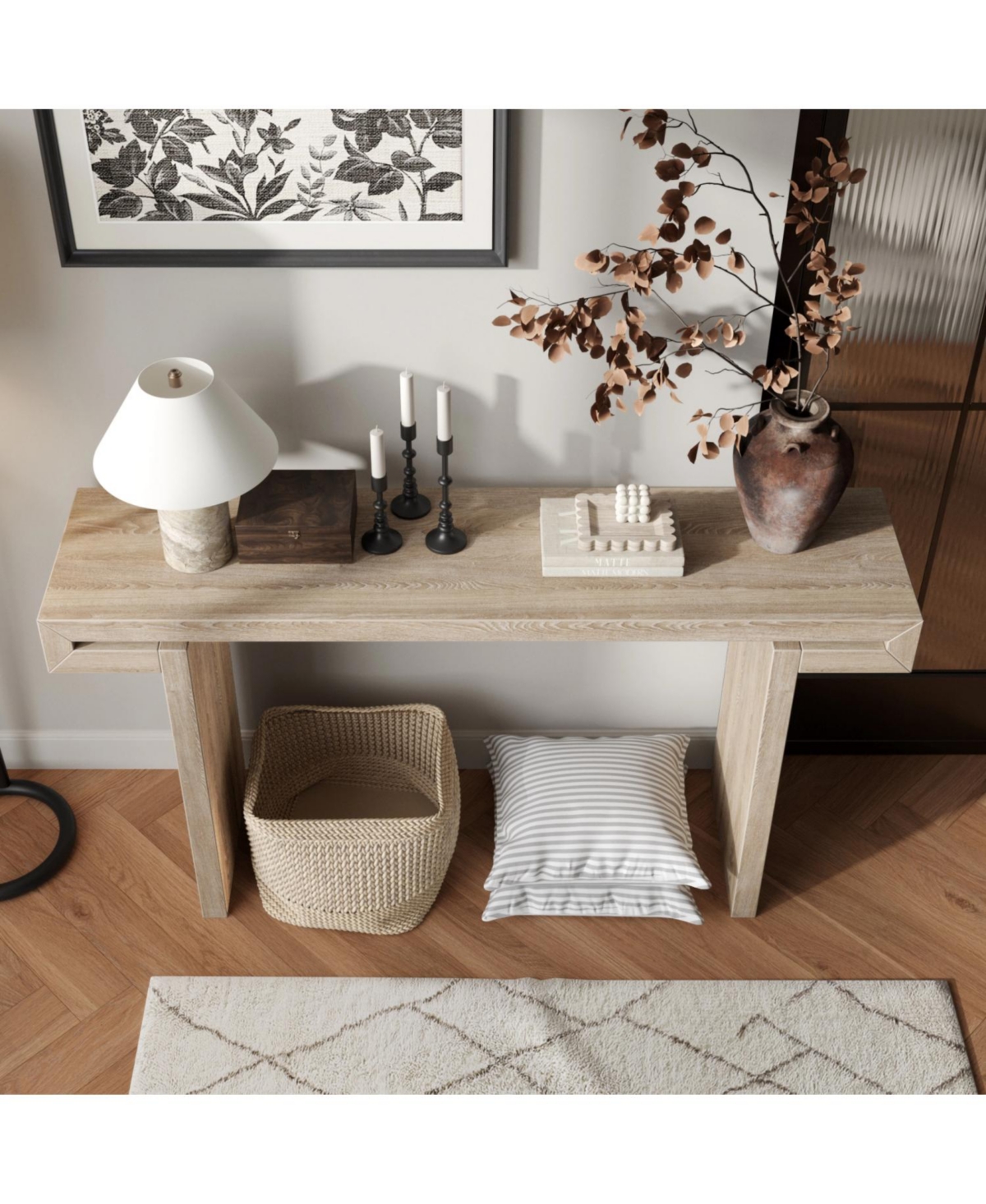 Streamdale Furniture 60" Rustic Farmhouse Console Table, Distressed Wood Finish