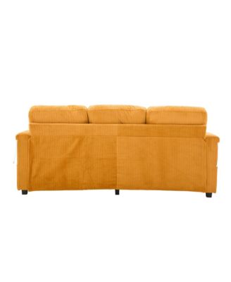 L-Shaped Sectional Sofa w/ Storage Ottoman, USB, Cup Holder, Corduroy