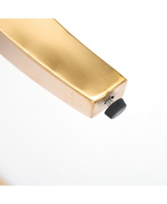 Chenille Dining Chairs, Gold Legs, Rivet Trim, Beige, Set of 2