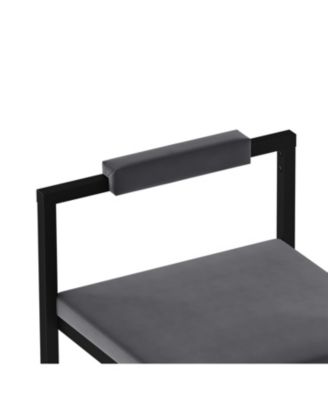 Velvet Bar Stools Set of 2, Counter Height, Black & Gray