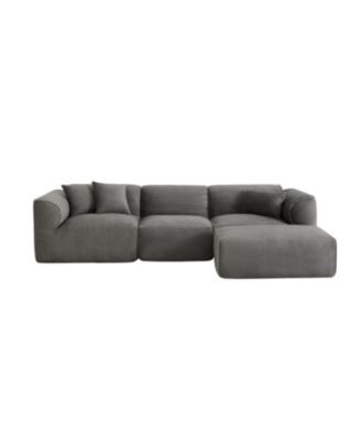 Luxury Velvet 4-Seater Sofa with Footstool & Throw Pillows