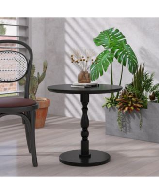 23" Black Round Accent Table - Modern Side/Nightstand