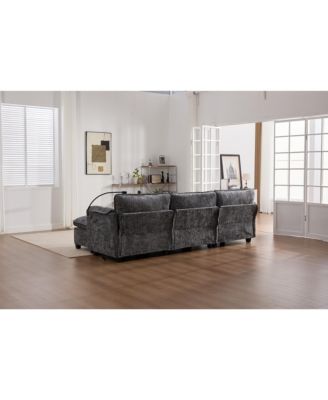 Oversized Sectional Sofa Cloud Couch w/ Ottoman, USB & Phone Holder