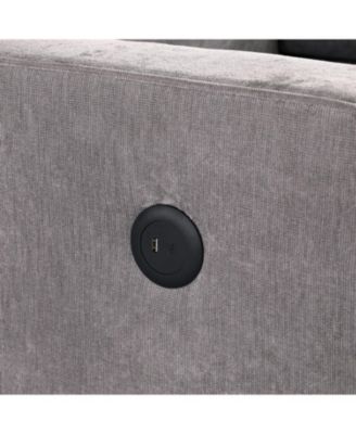 Grey Sectional Sleeper Sofa with Storage, USB & Cup Holders