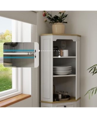  Fluted Corner Storage Cabinet - Antique White