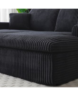 Chaise Lounge Sofa Bed, Oversized Plush Faux Fur Couch - Black