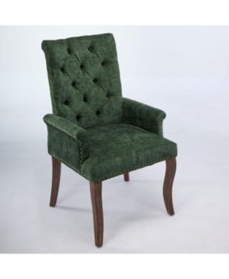 Chenille Dining Chair, Wood Legs, Tufted