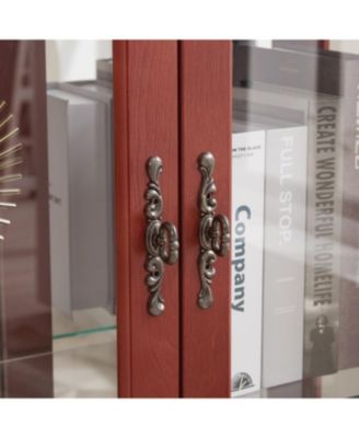 Elegant 2-Door Curio Cabinet - Lighted Display, Cherry Finish