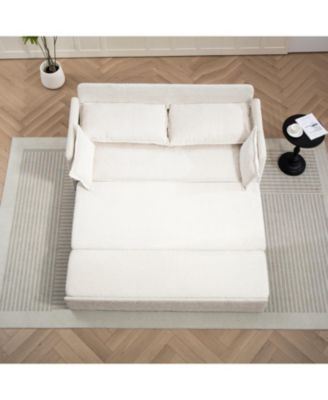 Corduroy Convertible Sofa Bed with USB Ports & Side Storage