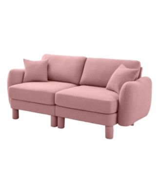 Streamdale Pink Boucle 2-Seater Loveseat Sofa with Shell Armrests