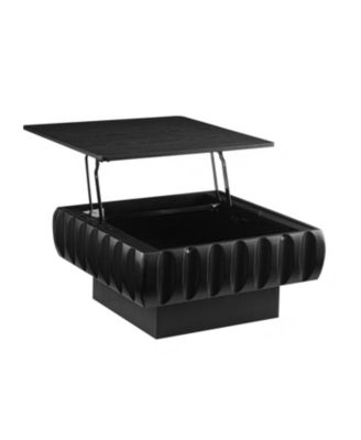 Square Lift-Top Coffee Table with Solid Wood Frame and Hidden Storage