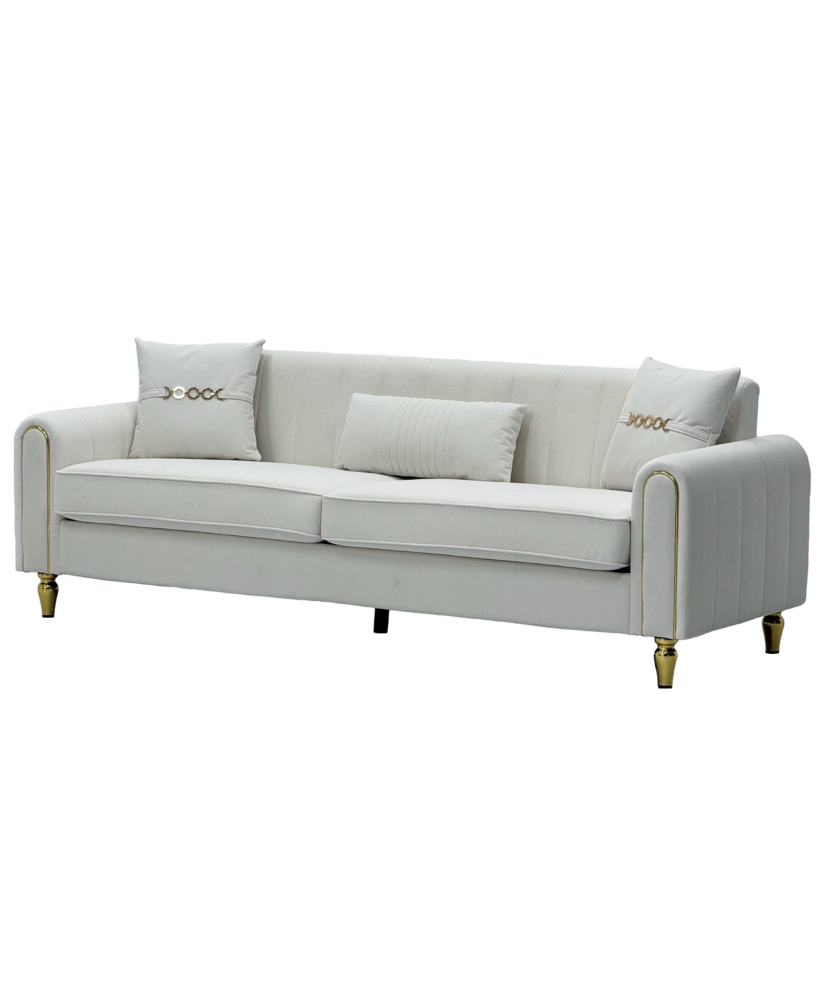 Streamdale Furniture Modern Plush 3-Seater Sofa with Pillows & Metal Legs
