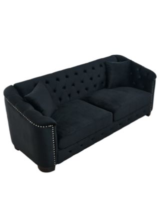 77" Modern Chesterfield Velvet Sofa