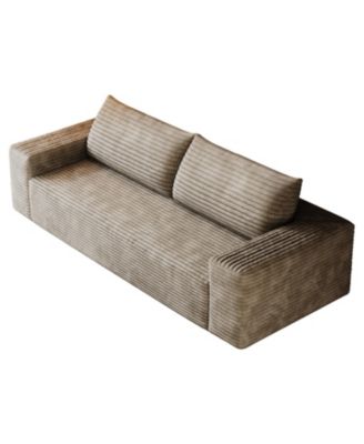 Camel 63" Corduroy Sofa Deep Seat Loveseat No Assembly Required