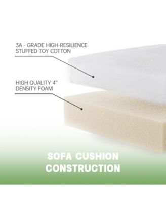 Corduroy Camel 3-Seat Sofa with Ottomans