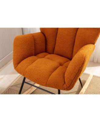 050-Teddy Fabric Rocking Gilder Nursery Chair For Living Room Indoor Caramel