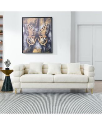 3-seater + 3-seater Combination sofa.White teddy(Ivory)