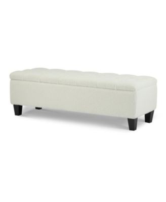 Streamdale Beige Boucle Ottoman Bench with Storage - 300 lbs Capacity