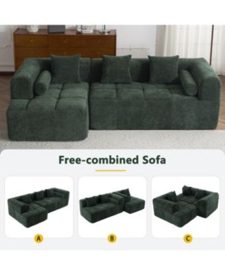  101" Sectional Sofa Modular Couch Deep Seating & Pockets