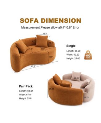 Yin Yang Chenille Sofa Set - Compact, No Assembly, Pillows Included