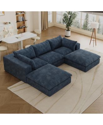 Cloud Corduroy Sofa- Deep Seat, Removable Cushions, DIY Combination