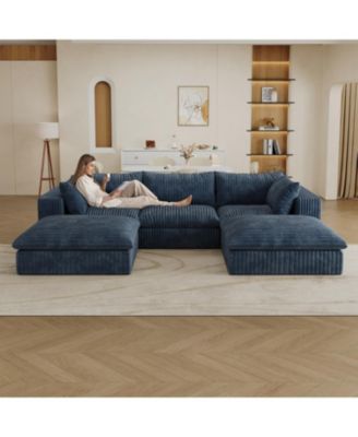 Cloud Corduroy Sofa- Deep Seat, Removable Cushions, DIY Combination