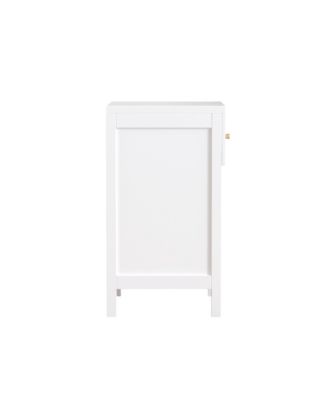 White Nightstand with Drawer & Shelf, Scalloped Edge Bedside Table