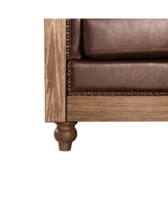 Comfy Large Sectional Sofa with Wooden Legs, Retro Style for Living Room