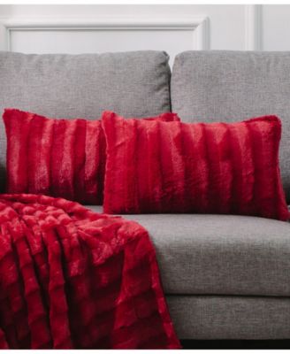Faux-Fur 2-Pack Decorative Pillows, 12" x 20"