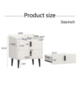 Streamdale Gray Nightstand with Marble Top & 2 Drawers