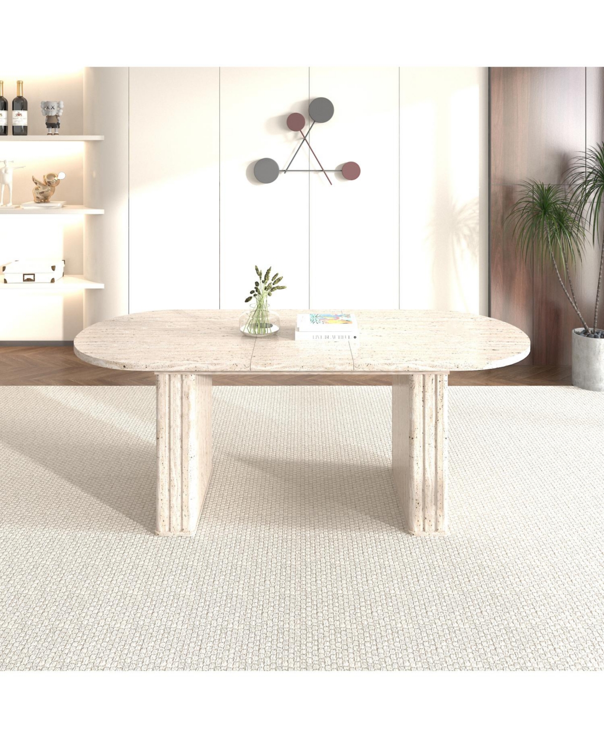 Streamdale Furniture Extendable Oval Dining Table (4-8 People) - Travertine Inspired