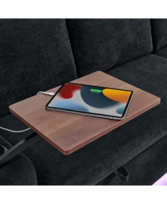 Streamdale Chenille Pull-Out Sofa Bed w/ Table, LED, USB & Cup Holders