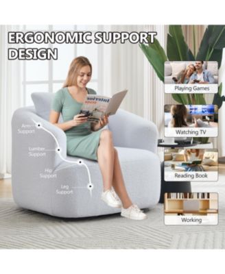 Streamdale Swivel Teddy Fleece Comfy Chair with Pillow