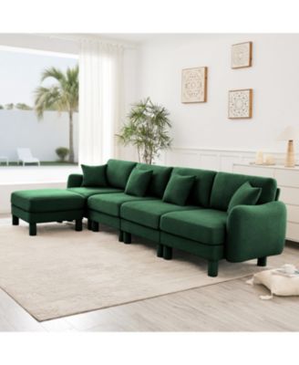 Streamdale Boucle Convertible Sectional Sofa with Ottoman