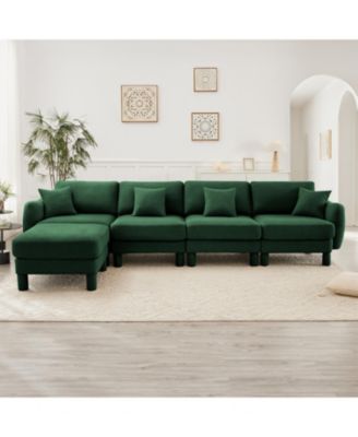 Streamdale Boucle Convertible Sectional Sofa with Ottoman