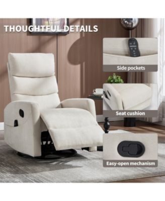 Heat Massage Rocker Swivel Recliner Chair, Beige
