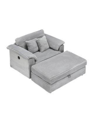Corduroy Armchair Set w/ USB & Storage