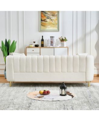Streamdale Oversized Chenille Sofa, Modern Tufted Couch, Gold Legs