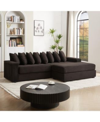 Streamdale Corduroy L-Shaped Sectional Sofa with Chaise & Storage