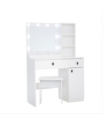 Streamdale Vanity Desk with Adjustable Lights, Drawers & Storage